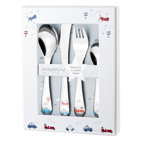 Childrens cutlery, Racing adventure, Picture frame included